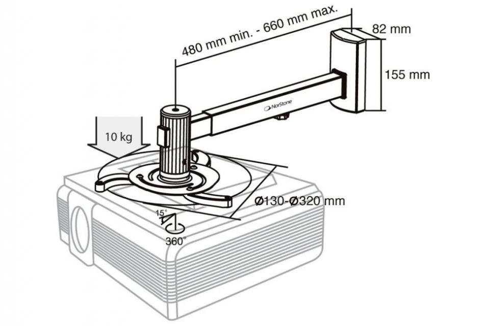 Norstone - PROJE-W - Fixation murale pour vidéoprojecteur